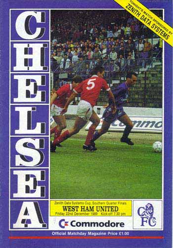 programme cover for Chelsea v West Ham United, Friday, 22nd Dec 1989