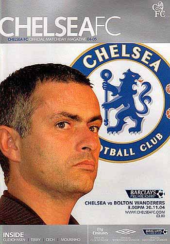 programme cover for Chelsea v Bolton Wanderers, 20th Nov 2004