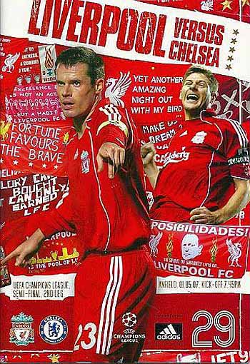 programme cover for Liverpool v Chelsea, Tuesday, 1st May 2007