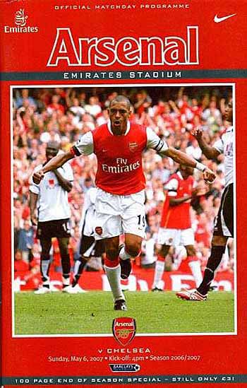 programme cover for Arsenal v Chelsea, 6th May 2007