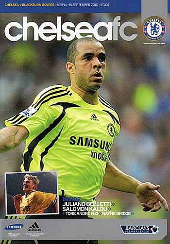 programme cover for Chelsea v Blackburn Rovers, 15th Sep 2007