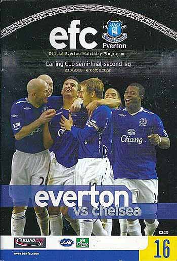 programme cover for Everton v Chelsea, 23rd Jan 2008