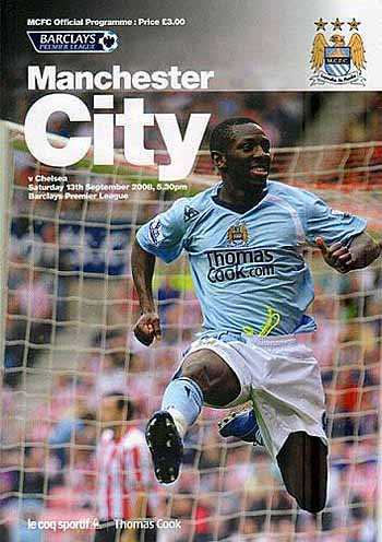 programme cover for Manchester City v Chelsea, 13th Sep 2008