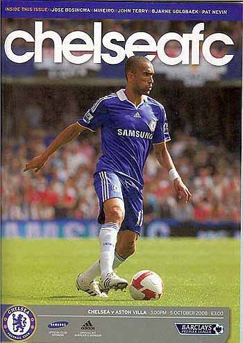 programme cover for Chelsea v Aston Villa, 5th Oct 2008
