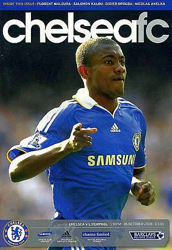 programme cover for Chelsea v Liverpool, 26th Oct 2008