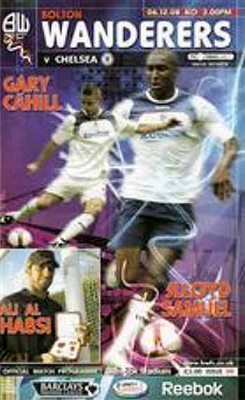 programme cover for Bolton Wanderers v Chelsea, 6th Dec 2008