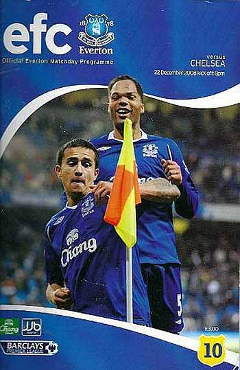 programme cover for Everton v Chelsea, 22nd Dec 2008