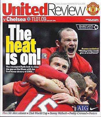 programme cover for Manchester United v Chelsea, 11th Jan 2009