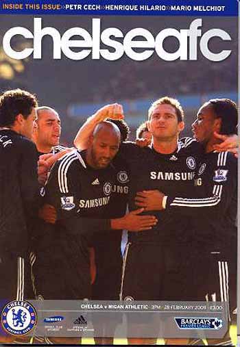 programme cover for Chelsea v Wigan Athletic, 28th Feb 2009