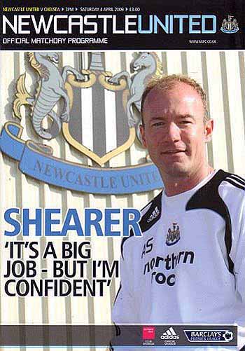 programme cover for Newcastle United v Chelsea, 4th Apr 2009