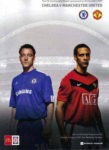 programme cover for Manchester United v Chelsea, 9th Aug 2009