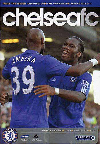 programme cover for Chelsea v Burnley, 29th Aug 2009