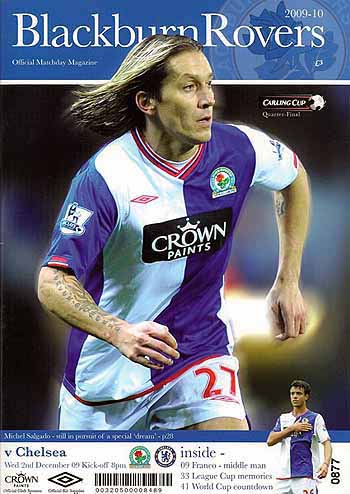 programme cover for Blackburn Rovers v Chelsea, 2nd Dec 2009