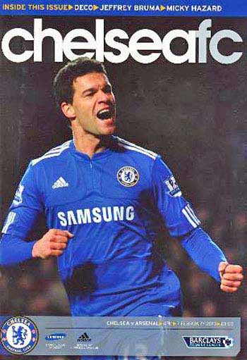 programme cover for Chelsea v Arsenal, 7th Feb 2010
