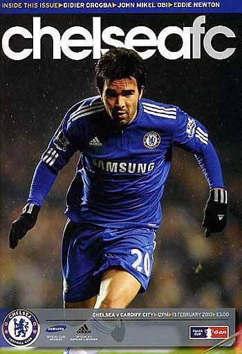 programme cover for Chelsea v Cardiff City, 13th Feb 2010