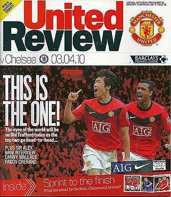 programme cover for Manchester United v Chelsea, 3rd Apr 2010
