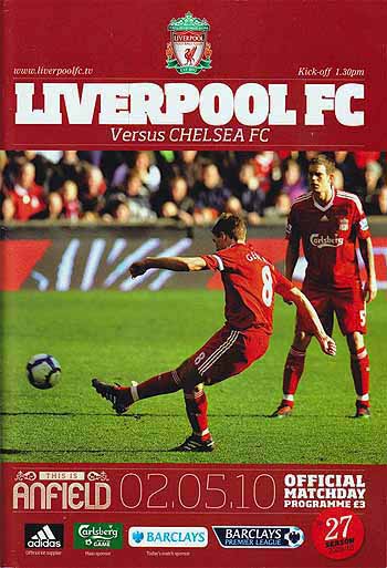 programme cover for Liverpool v Chelsea, Sunday, 2nd May 2010