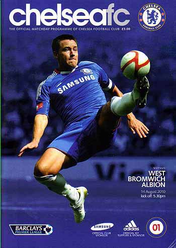 programme cover for Chelsea v West Bromwich Albion, 14th Aug 2010