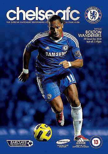 programme cover for Chelsea v Bolton Wanderers, 29th Dec 2010