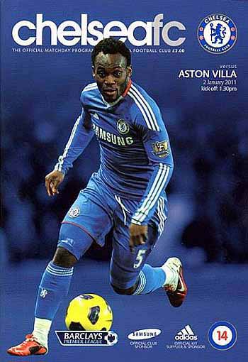 programme cover for Chelsea v Aston Villa, 2nd Jan 2011