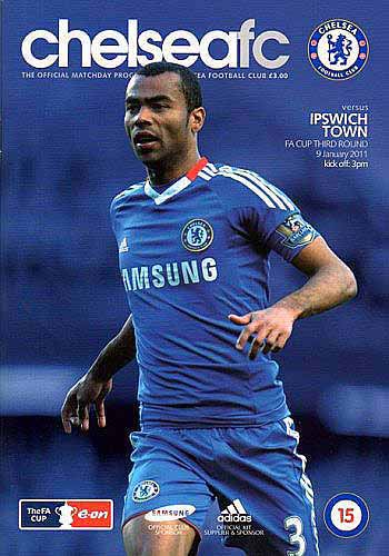 programme cover for Chelsea v Ipswich Town, 9th Jan 2011