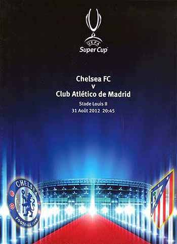 programme cover for Atlético Madrid v Chelsea, 31st Aug 2012