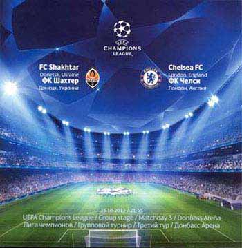 programme cover for Shakhtar Donetsk v Chelsea, 23rd Oct 2012