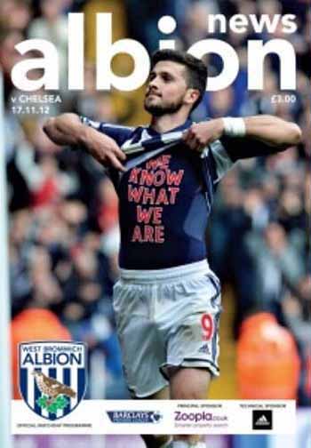 programme cover for West Bromwich Albion v Chelsea, Saturday, 17th Nov 2012