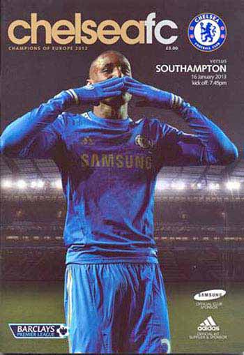 programme cover for Chelsea v Southampton, 16th Jan 2013