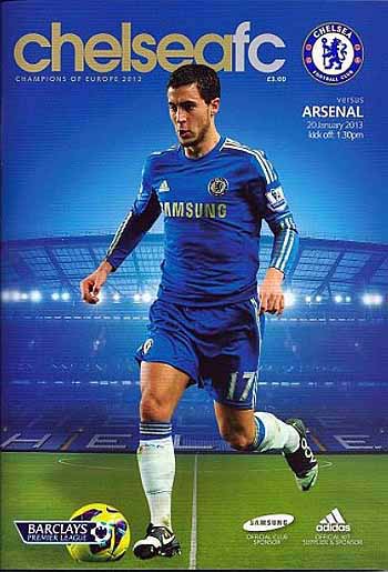 programme cover for Chelsea v Arsenal, 20th Jan 2013