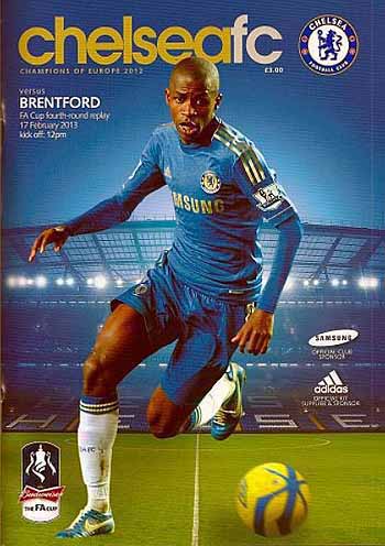 programme cover for Chelsea v Brentford, Sunday, 17th Feb 2013
