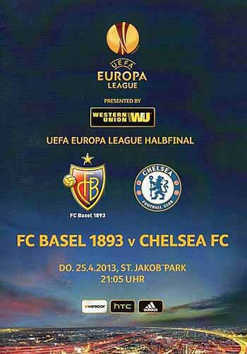 programme cover for FC Basel v Chelsea, Thursday, 25th Apr 2013