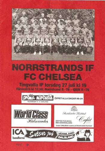 programme cover for Norrstrands IF v Chelsea, Thursday, 27th Jul 1989