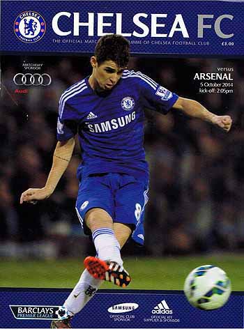 programme cover for Chelsea v Arsenal, 5th Oct 2014