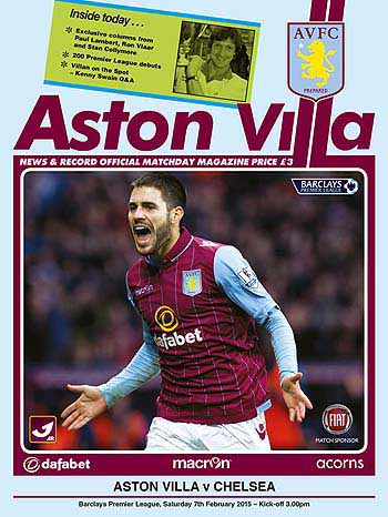 programme cover for Aston Villa v Chelsea, 7th Feb 2015