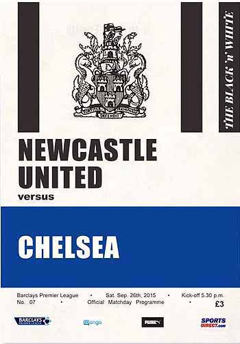 programme cover for Newcastle United v Chelsea, 26th Sep 2015
