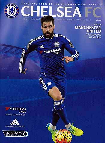 programme cover for Chelsea v Manchester United, 7th Feb 2016