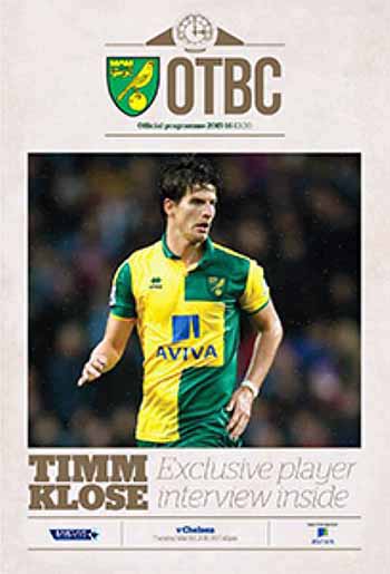 programme cover for Norwich City v Chelsea, 1st Mar 2016