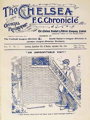 programme cover for Chelsea v Brentford, 20th Sep 1909