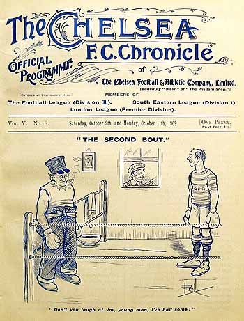 programme cover for Chelsea v Queens Park Rangers, 11th Oct 1909