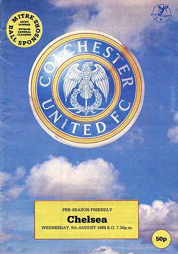 programme cover for Colchester United v Chelsea, 9th Aug 1989