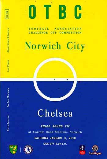 programme cover for Norwich City v Chelsea, Saturday, 6th Jan 2018