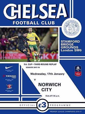 programme cover for Chelsea v Norwich City, 17th Jan 2018