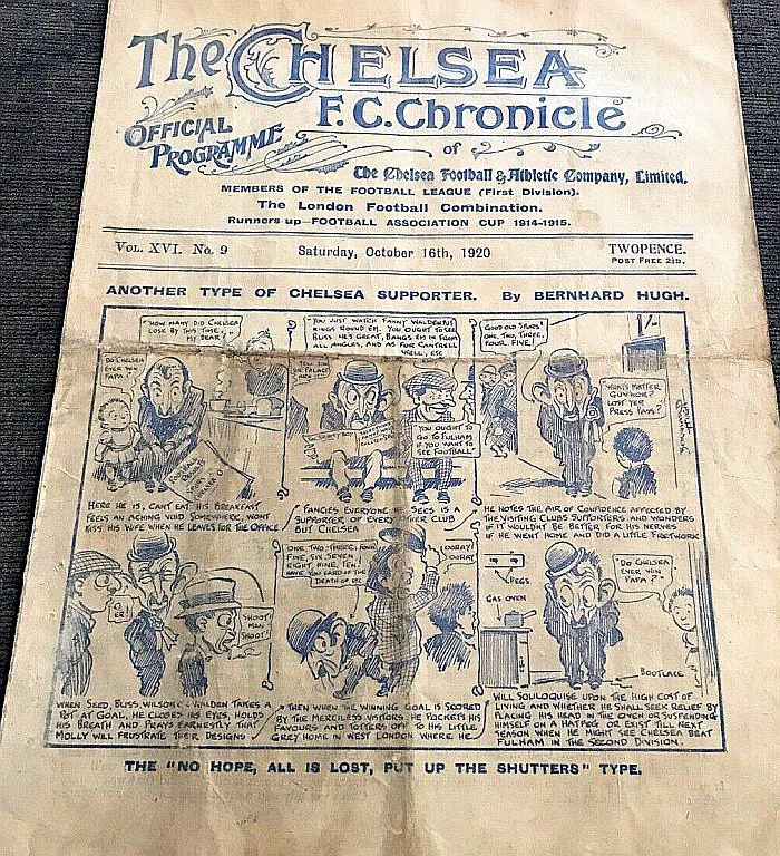 programme cover for Chelsea v Tottenham Hotspur, 16th Oct 1920