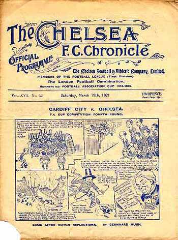 programme cover for Chelsea v Sunderland, 12th Mar 1921