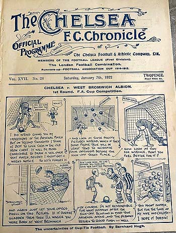 programme cover for Chelsea v West Bromwich Albion, 7th Jan 1922