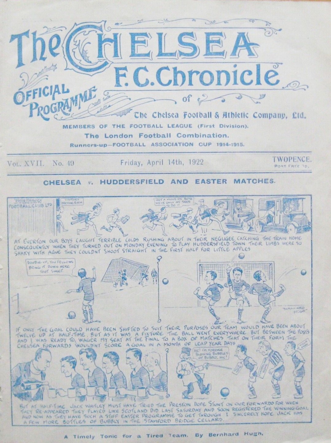 programme cover for Chelsea v Aston Villa, 14th Apr 1922