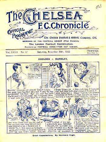 programme cover for Chelsea v Burnley, 25th Nov 1922