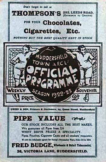 programme cover for Huddersfield Town v Chelsea, 9th Dec 1922