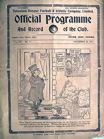 programme cover for Tottenham Hotspur v Chelsea, 23rd Dec 1922